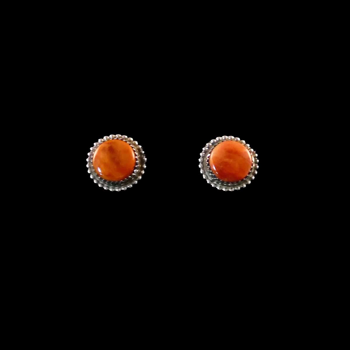 Round Hand-Crafted Navajo Spiny Oyster Earrings