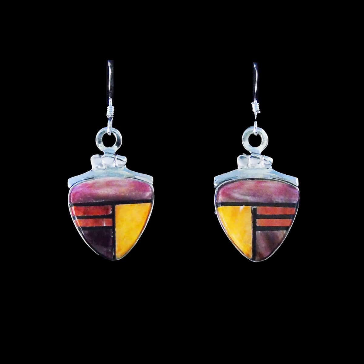 Navajo Hand-Crafted Inlaid Arrowhead Earrings