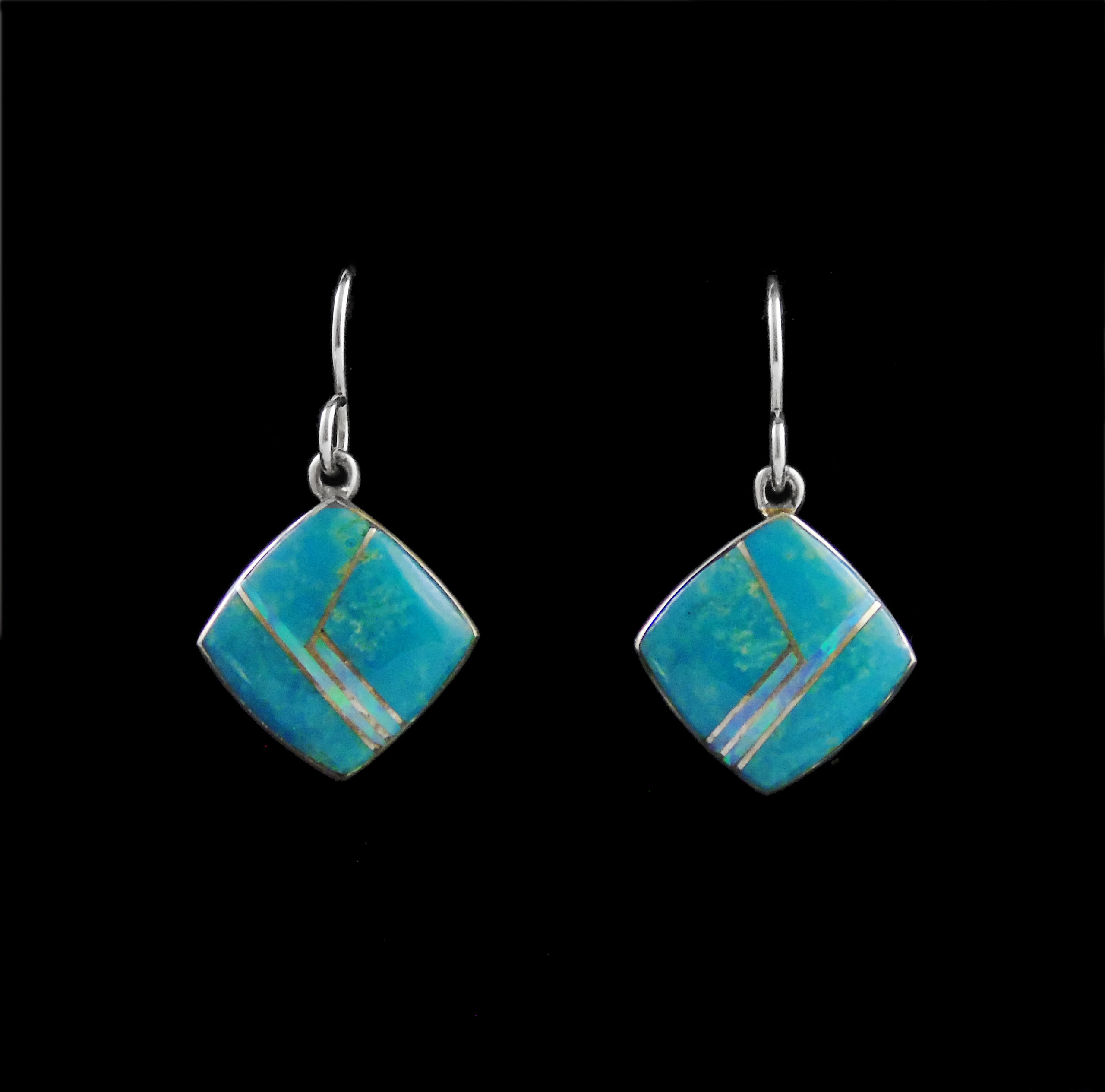 Turquoise & Cultured Opal Inlaid Earring