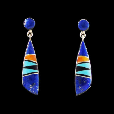 Lapis & Multi-Stone Inlaid Earring