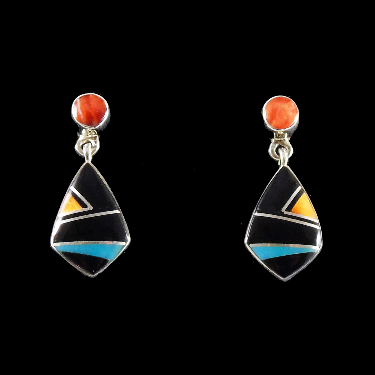 Onyx Multi Inlaid Dangle Earring