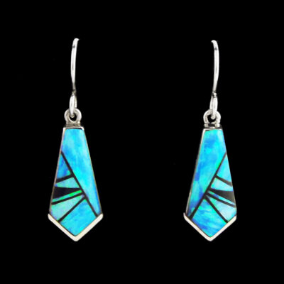 Inlaid Cultured Opal & Onyx Earring