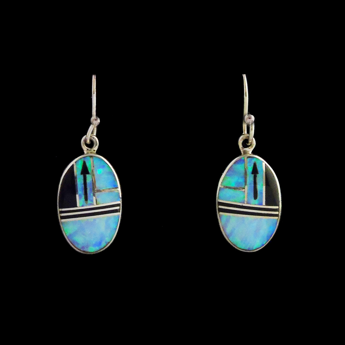 Cultured Opal & Onyx Arrow Earring