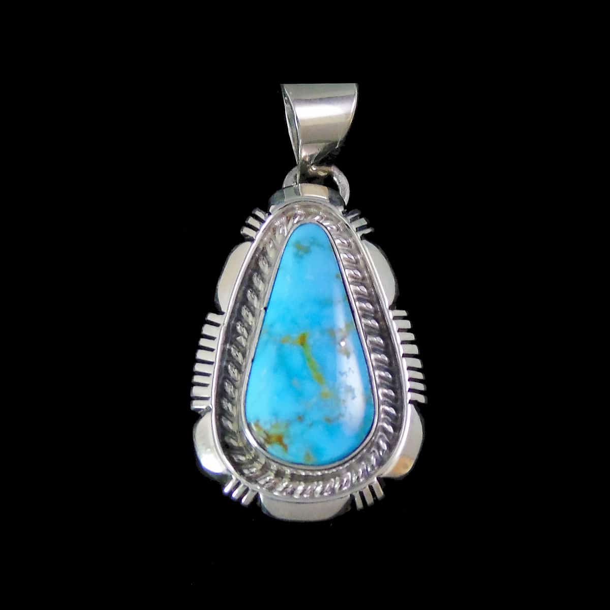 Genuine Navajo Turquoise Teardrop Pendant