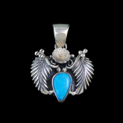 Southwest Turquoise, Flower & Leaf Pendant