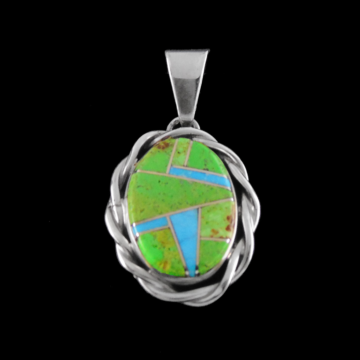 Gaspeite & Turquoise Inlaid Pendant