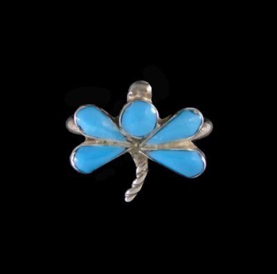 Zuni Turquoise Inlaid Dragonfly Ring