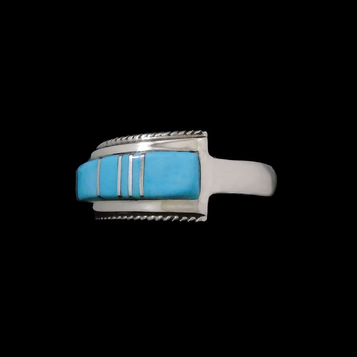 Tapered Zuni Turquoise Inlaid Band - Image 2