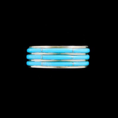 Zuni Three-Row Turquoise Inlaid Ring