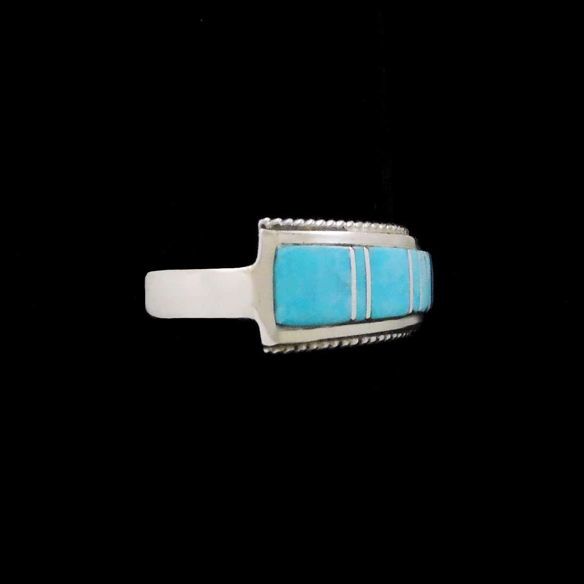 Zuni Traditional Turquoise Inlaid Ring - Image 2