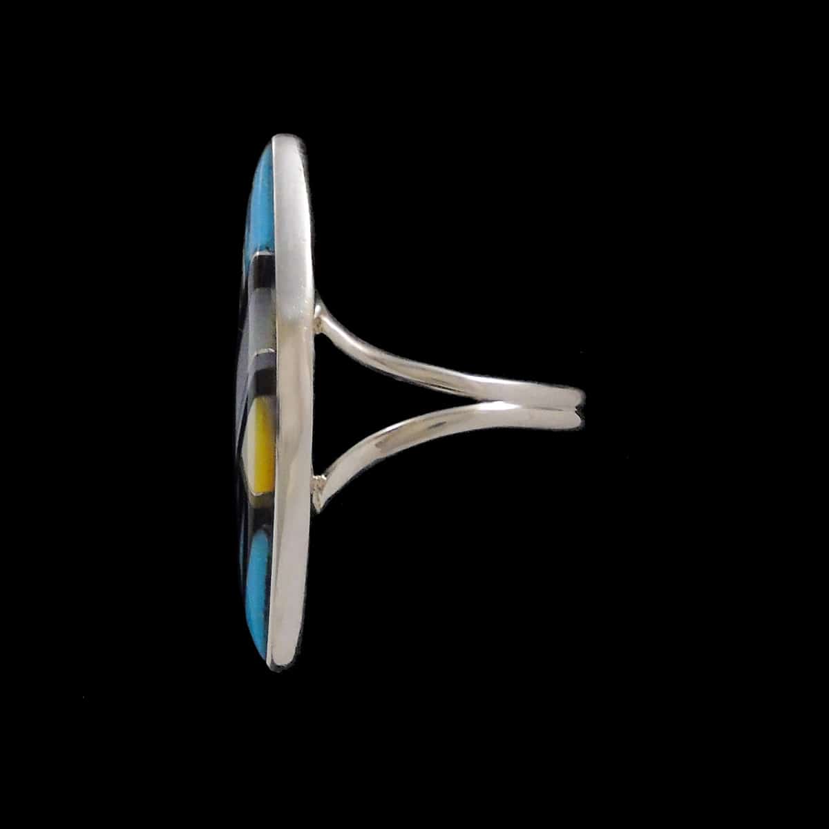 Diamond-Shaped Zuni Multi-Stone Inlaid Ring - Image 2