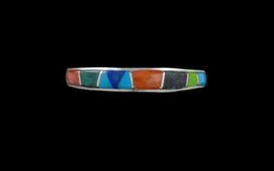 Navajo Sterling Silver 9 Stone Inlay Ring