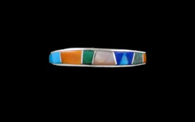 Sterling Silver Inlaid Multi-Stone Ring