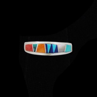 Authentic Navajo 10-Stone Inlaid Ring