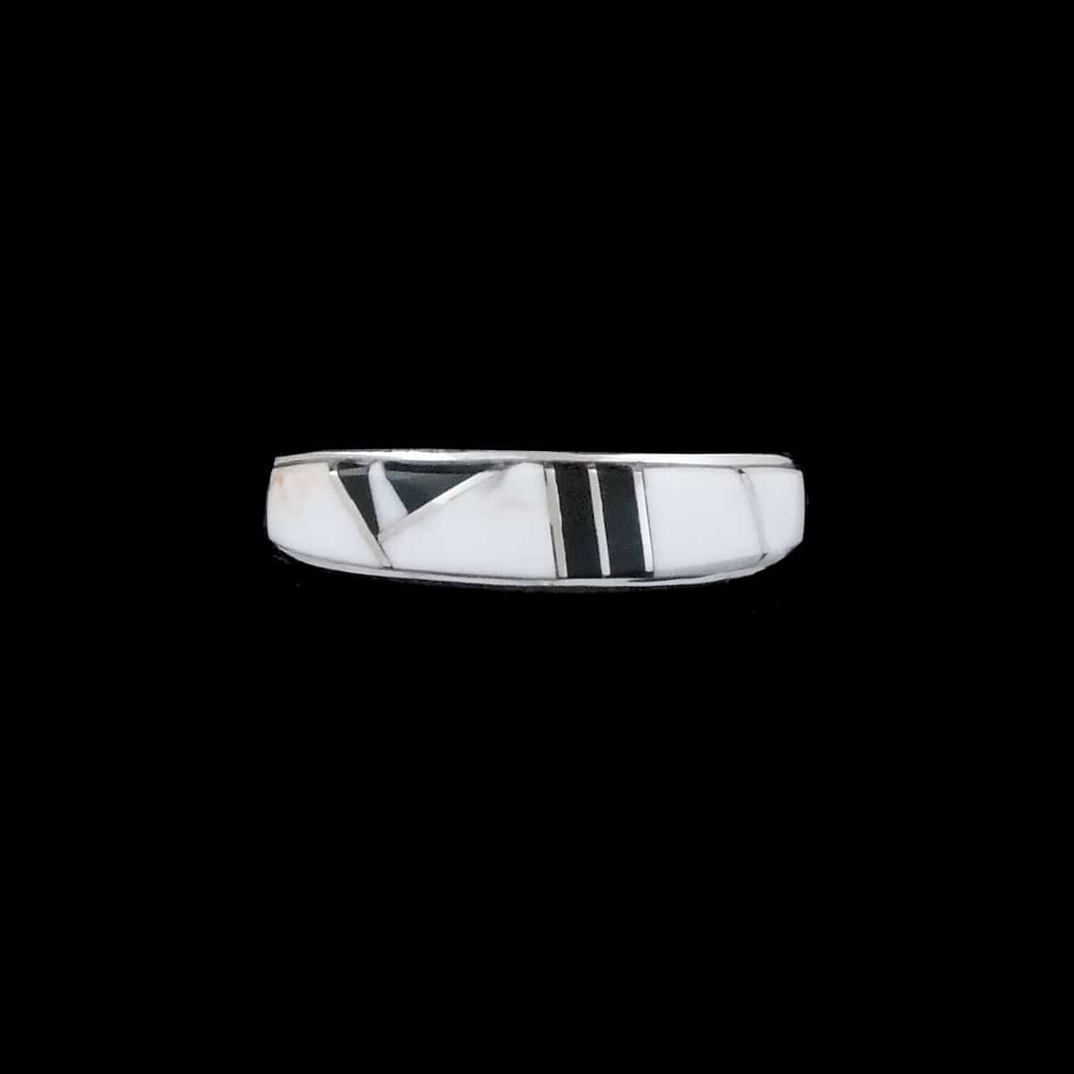 Hand-Inlaid Navajo White Buffalo Ring