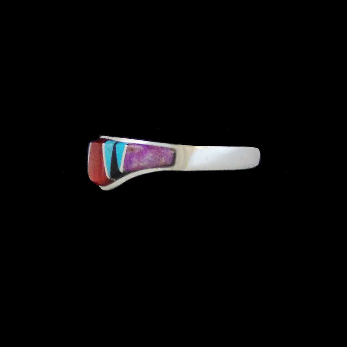 Native American Handcrafted Multi-Stone Inlaid Ring - Image 2