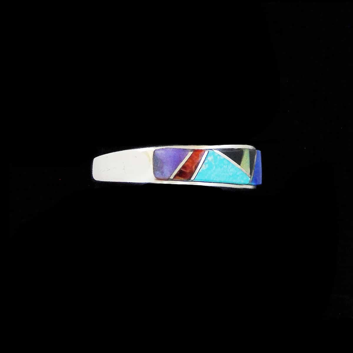 Traditional Navajo Inlaid Multi-Stone Band - Image 2