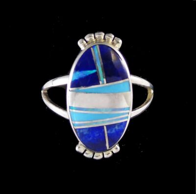 Navajo Lapis & Turquoise Inlaid Ring