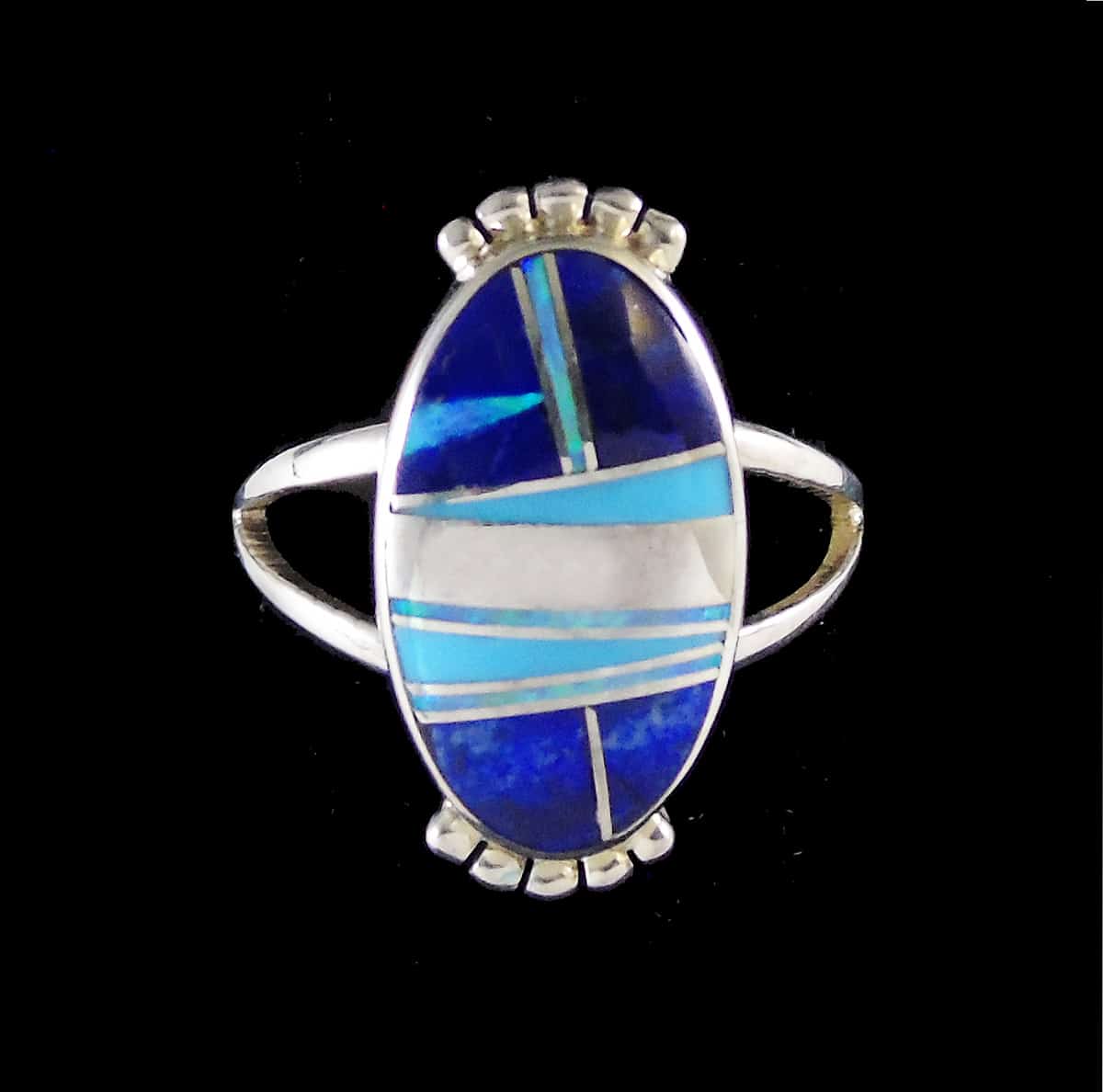Navajo Lapis & Turquoise Inlaid Ring