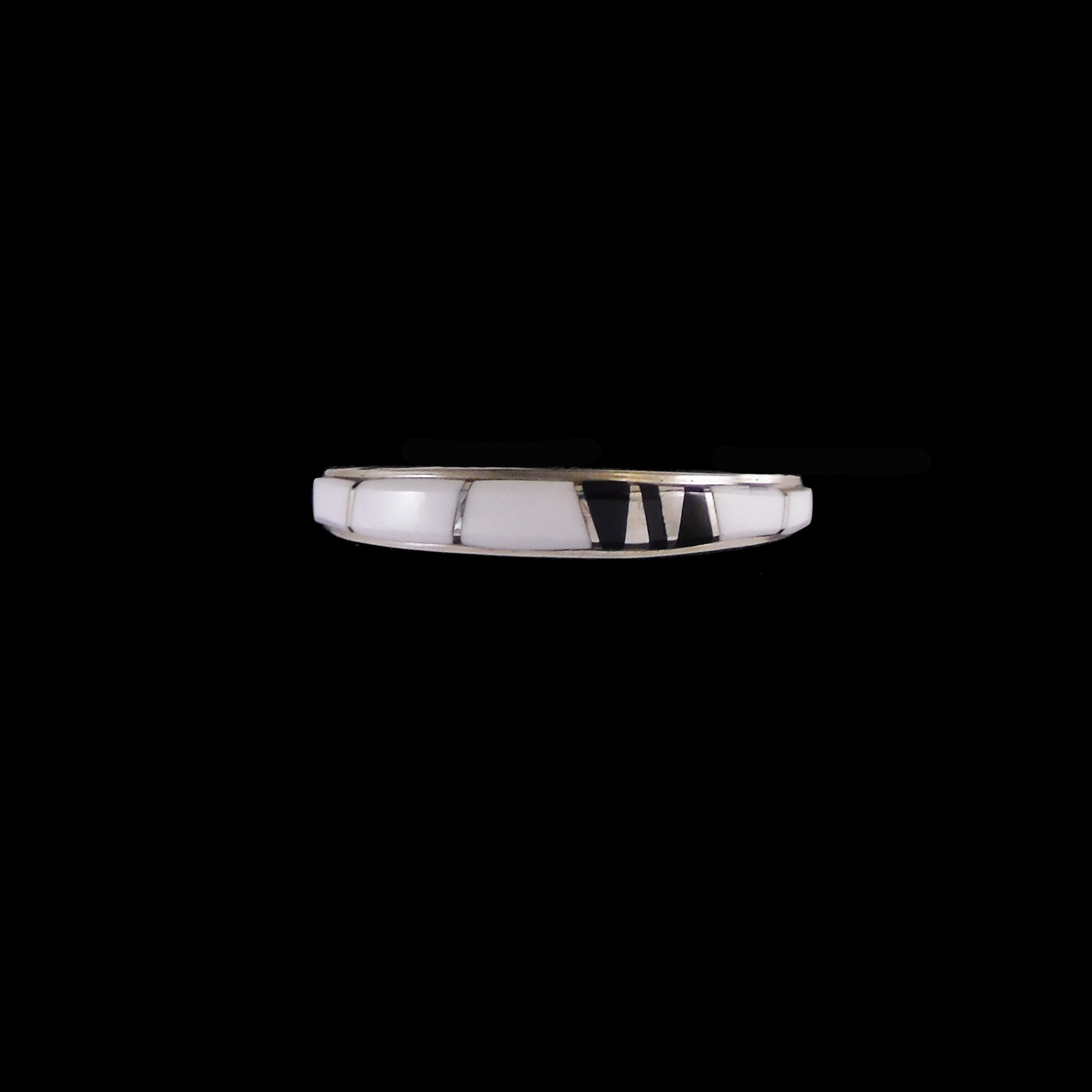Navajo White Buffalo Thin Inlaid Ring