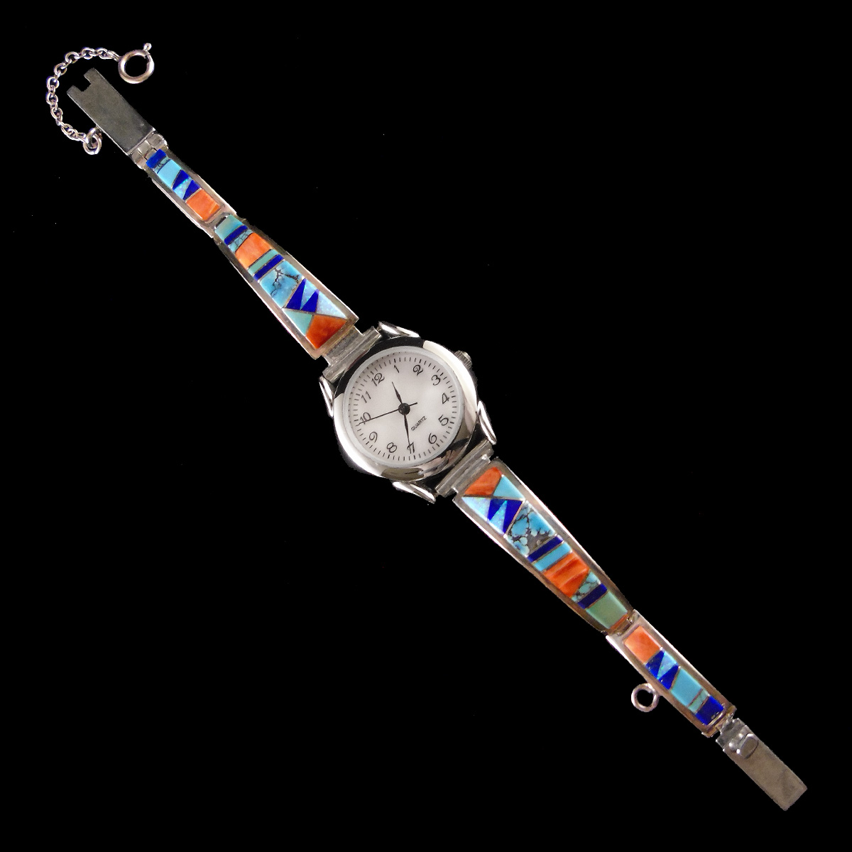 Navajo Multi-Stone Inlaid Link Watch
