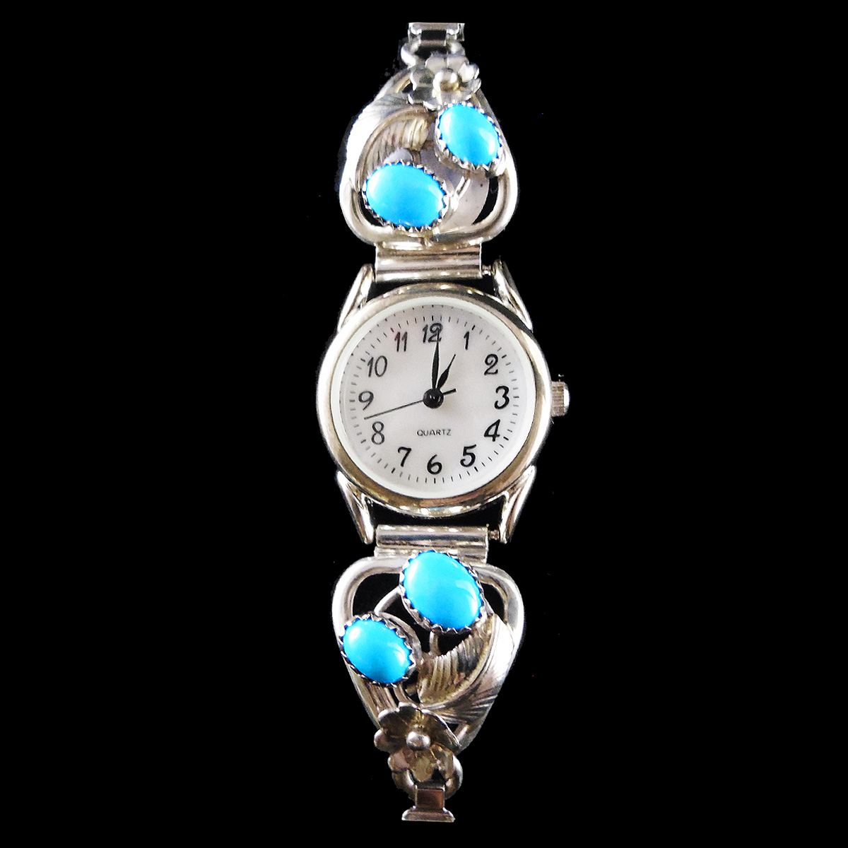 Native American Sterling Silver Watches : Navajo Turquoise Stone