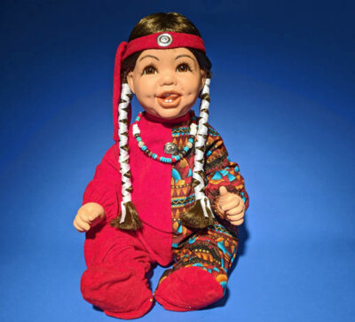 Navajo Girl in 2 Tone Red Jumper