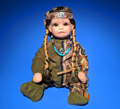Navajo Girl in 2 Tone Green Jumper