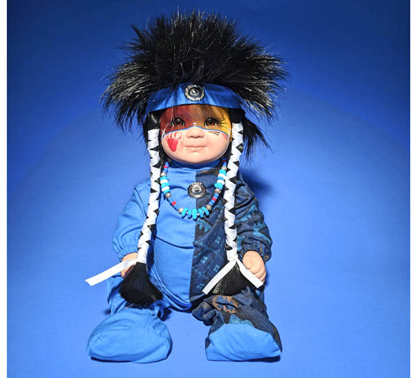 Navajo Painted Face Boy in Blue