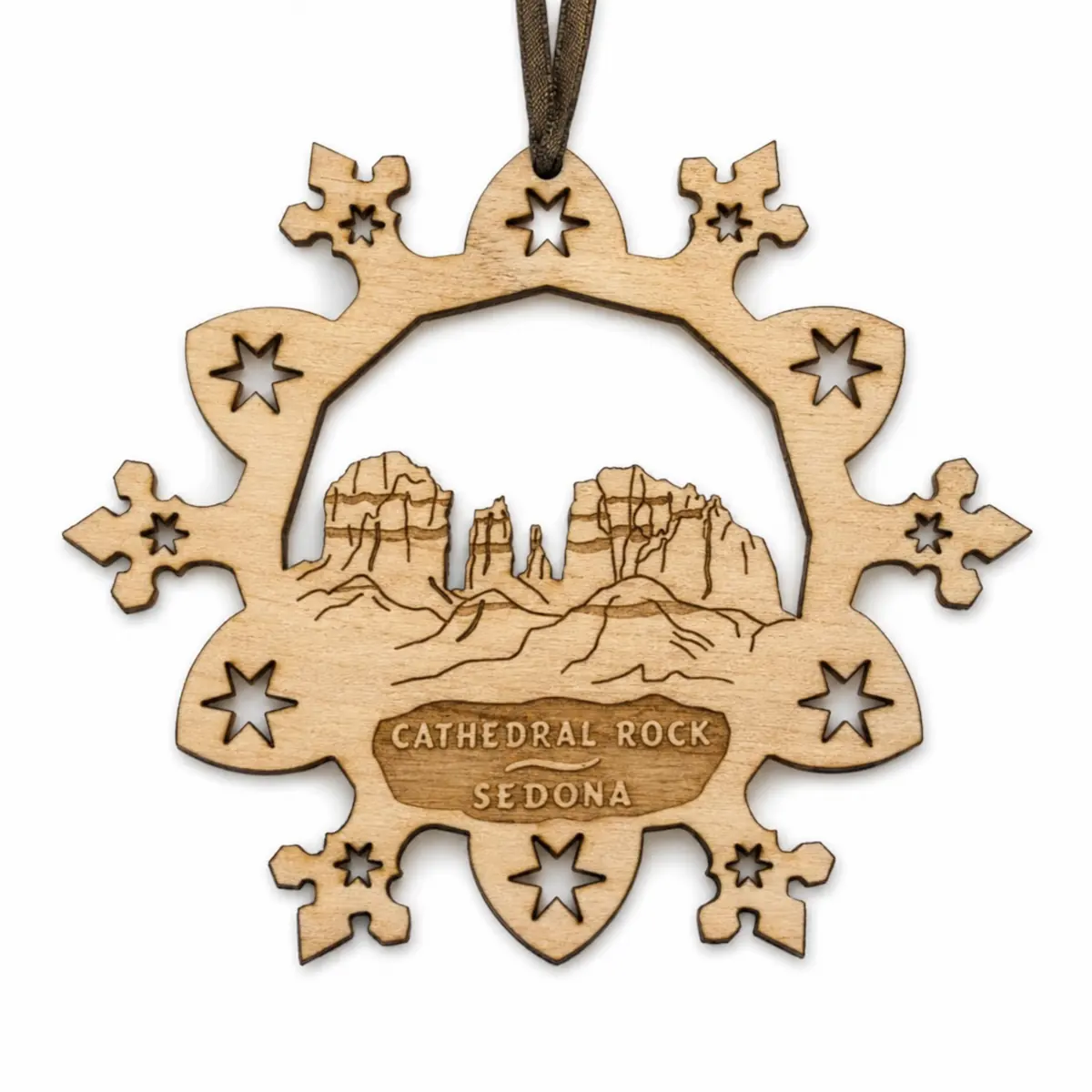 Cathedral Rock & Snowflake Wood Ornament - Sedona, AZ