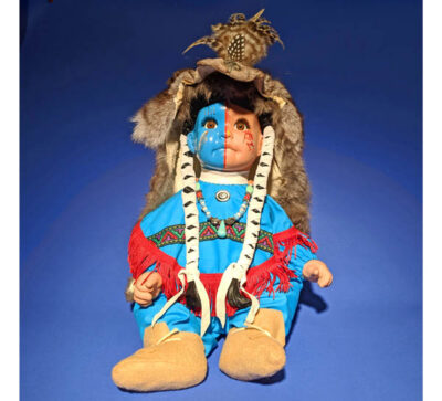 Painted Navajo Doll in Blue Jumpsuit