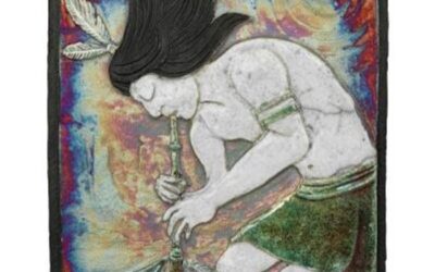Raku Wall Art – Kokopelli Tile