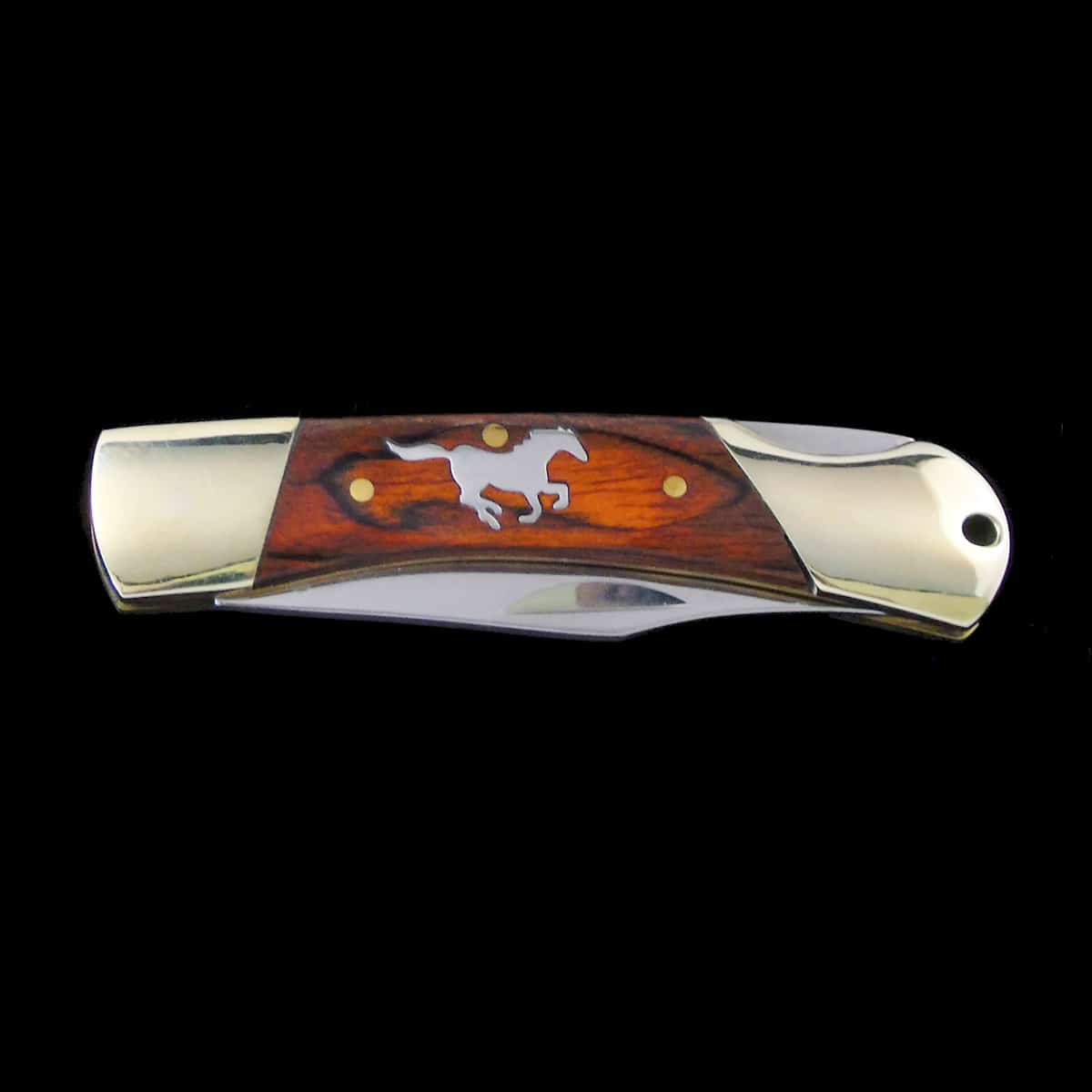 Running Stallion Inlaid Wood Knife - Image 5