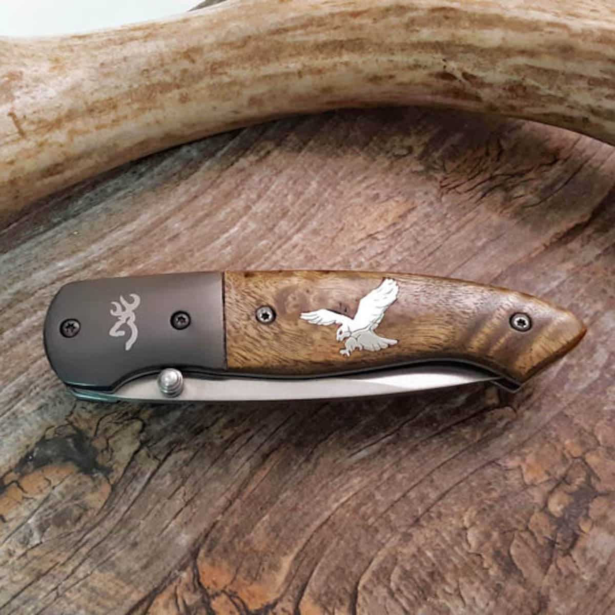 Silver Eagle Inlaid Browning knife