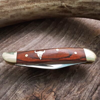 Skull Inlay Single Blade Peanut Knife