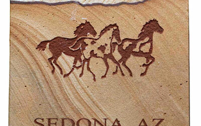 Etched Sandstone Wild Horses Drink Coaster