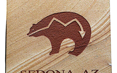 Native American Bear with Heartline Etched Sandstone Coaster
