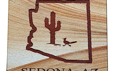 Etched Sandstone Arizona Desert Cactus & Roadrunner Coaster