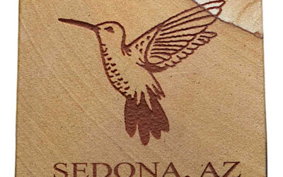 Sedona AZ Etched Hummingbird Sandstone Coaster
