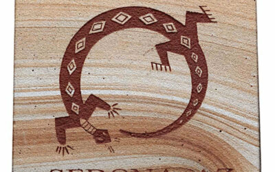 Southwest Gecko Natural Etched Sandstone Drink Coaster