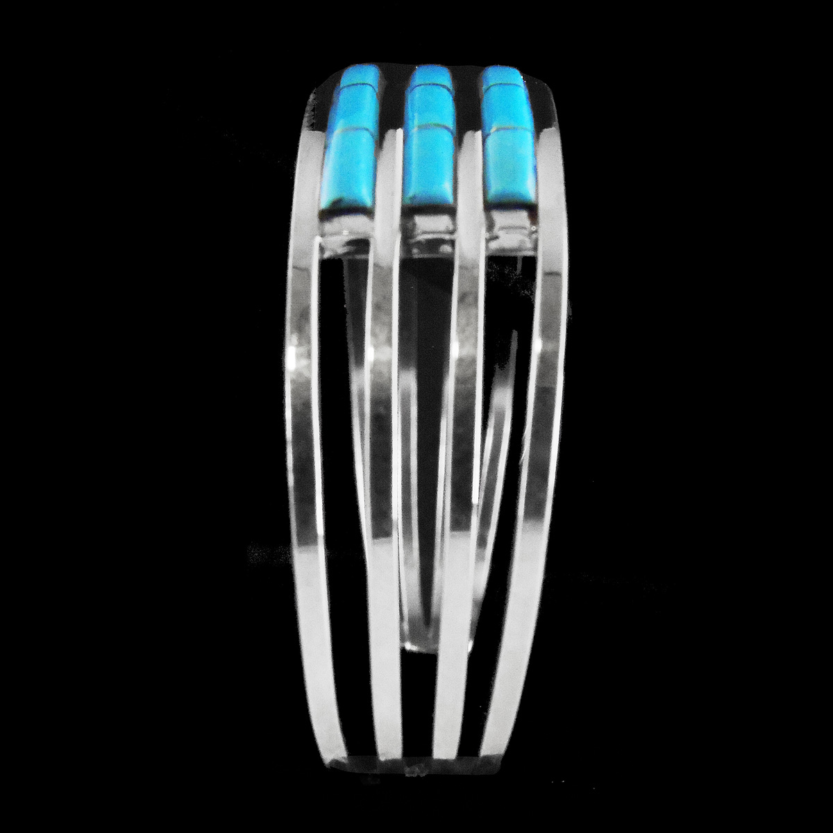 Three Line Turquoise Authentic Zuni Bracelet - Image 2