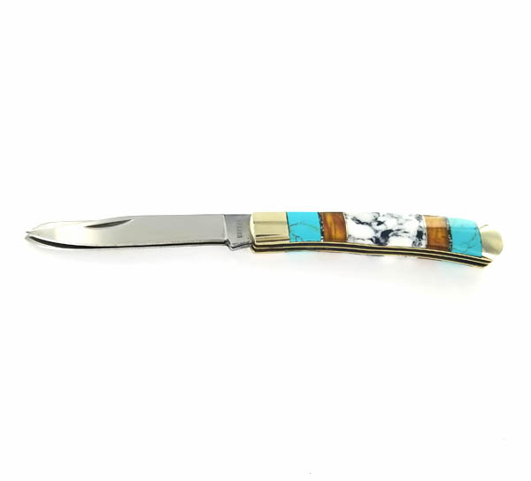 White Buffalo Turquoise Inlaid Knife - Image 2