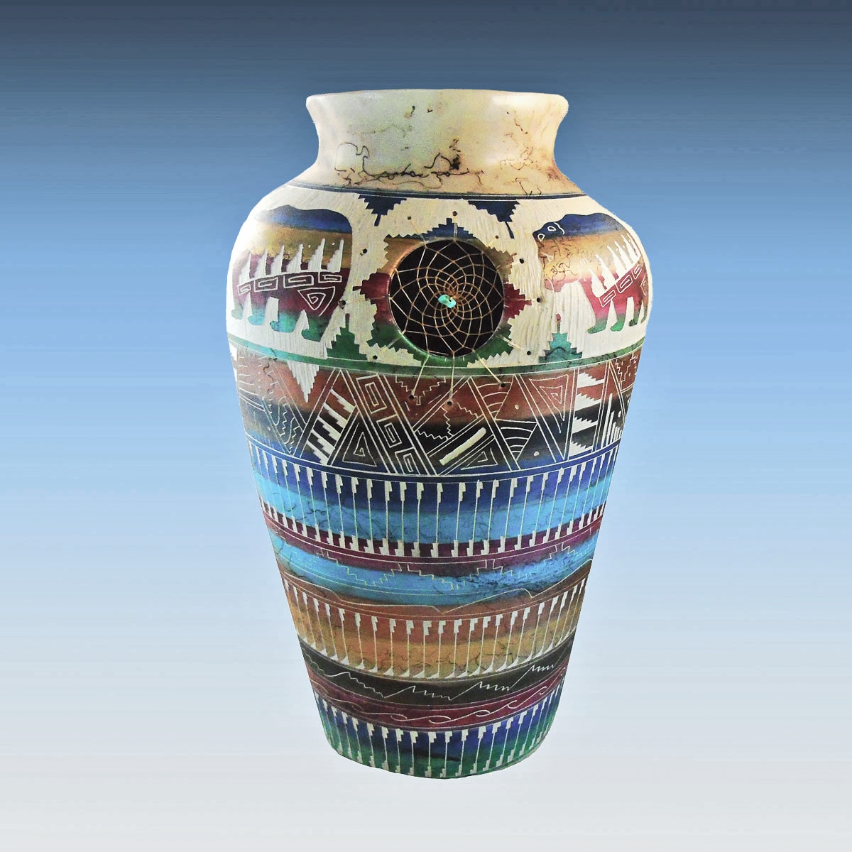 Willie Horsehair Dreamcatcher Vase w Bear