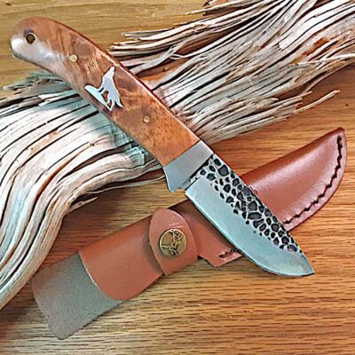 Wolf Hammered Steel Fixed Blade