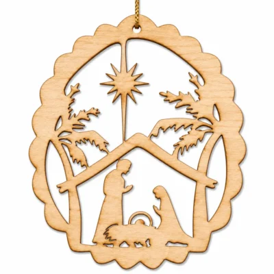 Nativity Manger Wood Ornament