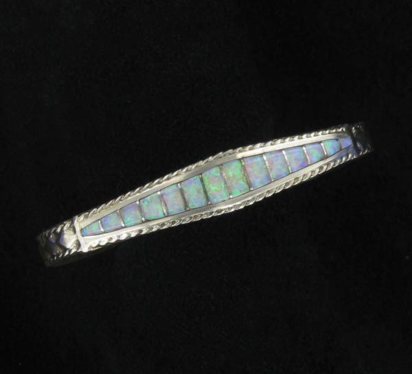 White Cultured Opal Inlaid Cuff