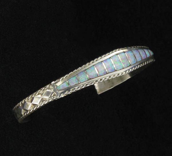 White Cultured Opal Inlaid Cuff - Image 2