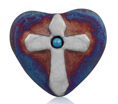 Raku Cross Mini Heart