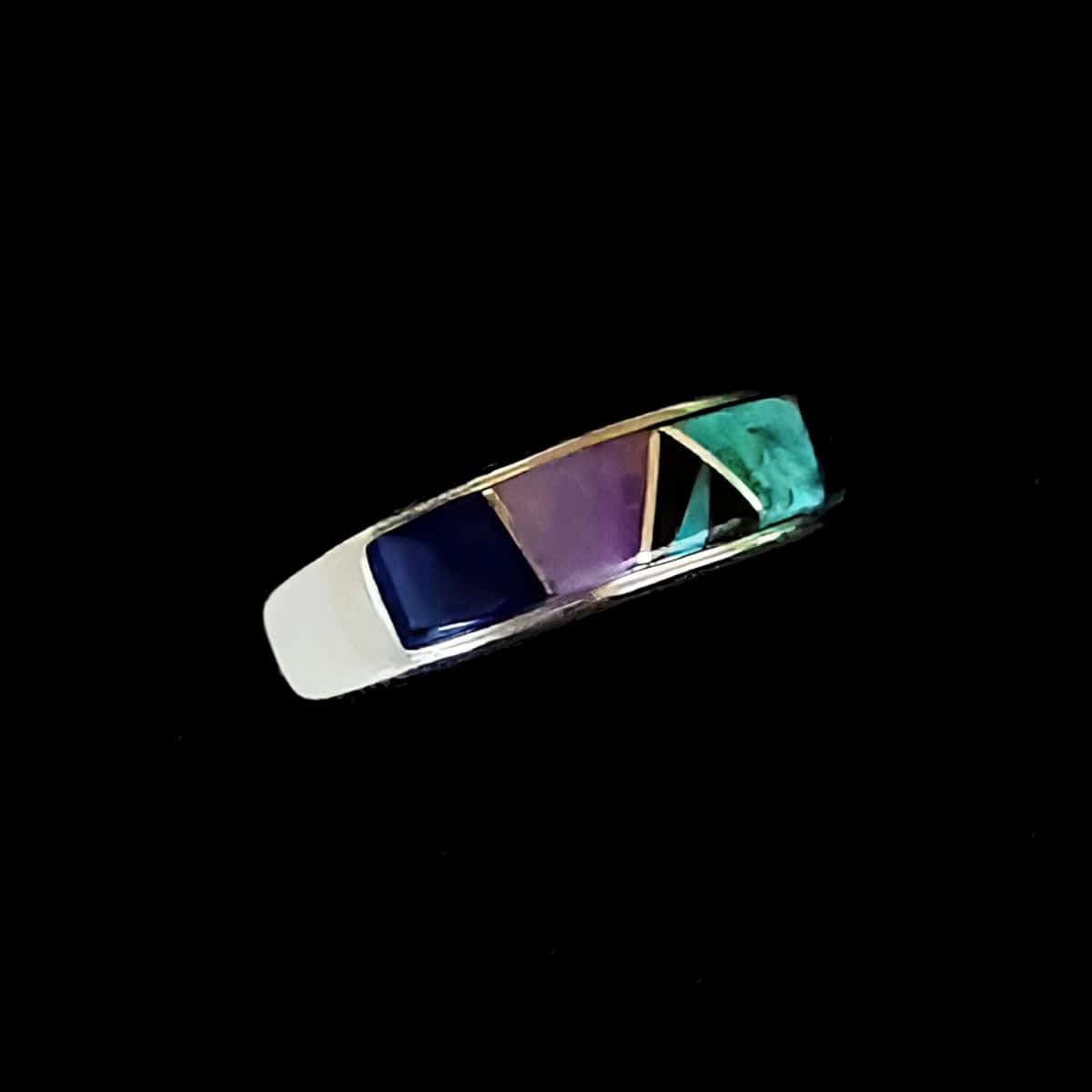 Navajo Thin Multi Stone Inlaid Band - Image 2