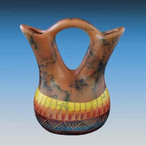 Shana Sam Etched Navajo Horsehair Wedding Vase Pottery